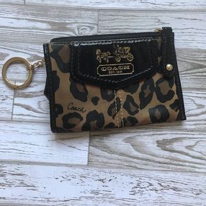 Coach satin & patent mini skinny with key ring